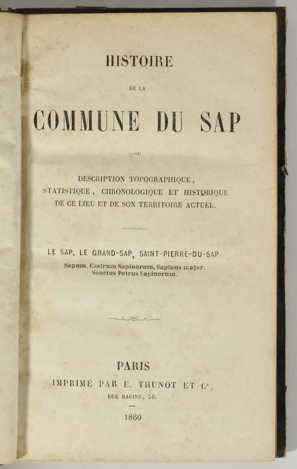 [Normandie] COURIOL - Histoire de la commune du Sap - 1860 - Photo 0, livre rare du XIXe siècle