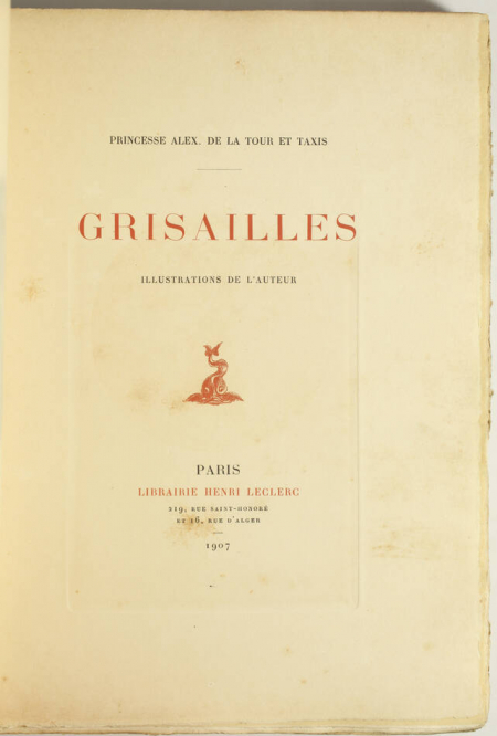 Princesse de la Tour et Taxis - Grisailles - 1907 - Eaux-fortes - Photo 2, livre rare du XXe siècle
