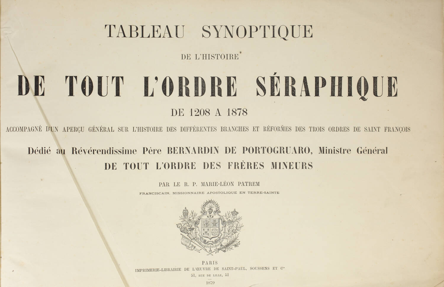 Tableau synoptique de l histoire de tout l ordre séraphique depuis 1208 - 1879 - Photo 1, livre rare du XIXe siècle
