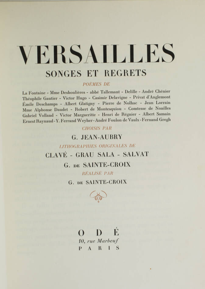 Versailles songes et regrets 1944 - Lithographies de Clavé, Grau Sala, Salvat .. - Photo 2, livre rare du XXe siècle