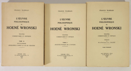 WARRAIN - L'oeuvre philosophique d'Hoené Wronski - 1933-1938 - 3 volumes - Photo 0, livre rare du XXe siècle