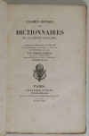 Charles NODIER - Examen critique des dictionnaires de langue françoise - 1829 - Photo 1, livre rare du XIXe siècle