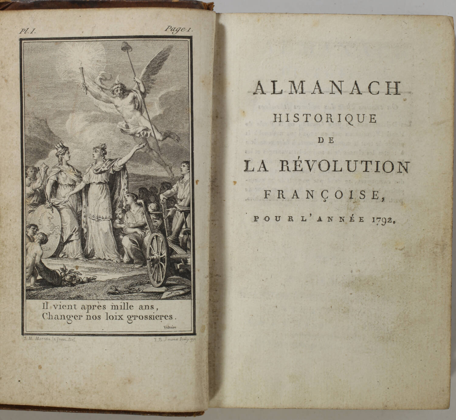 Almanach historique de la révolution française + Consitution - 1792 Gravures - Photo 2, livre ancien du XVIIIe siècle
