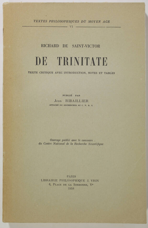 Richard de SAINT-VICTOR - De Trinitate - Texte critique - 1958 - Photo 0, livre rare du XXe siècle