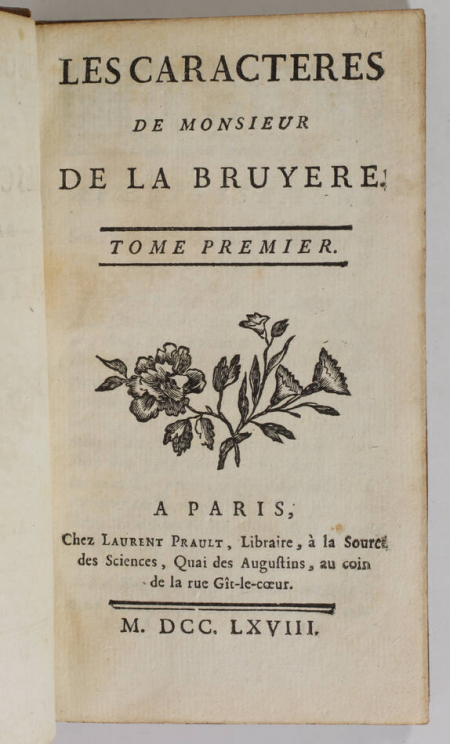 LA BRUYERE - Les caractères - Prault, 1768 - 2 volumes - Photo 1, livre ancien du XVIIIe siècle