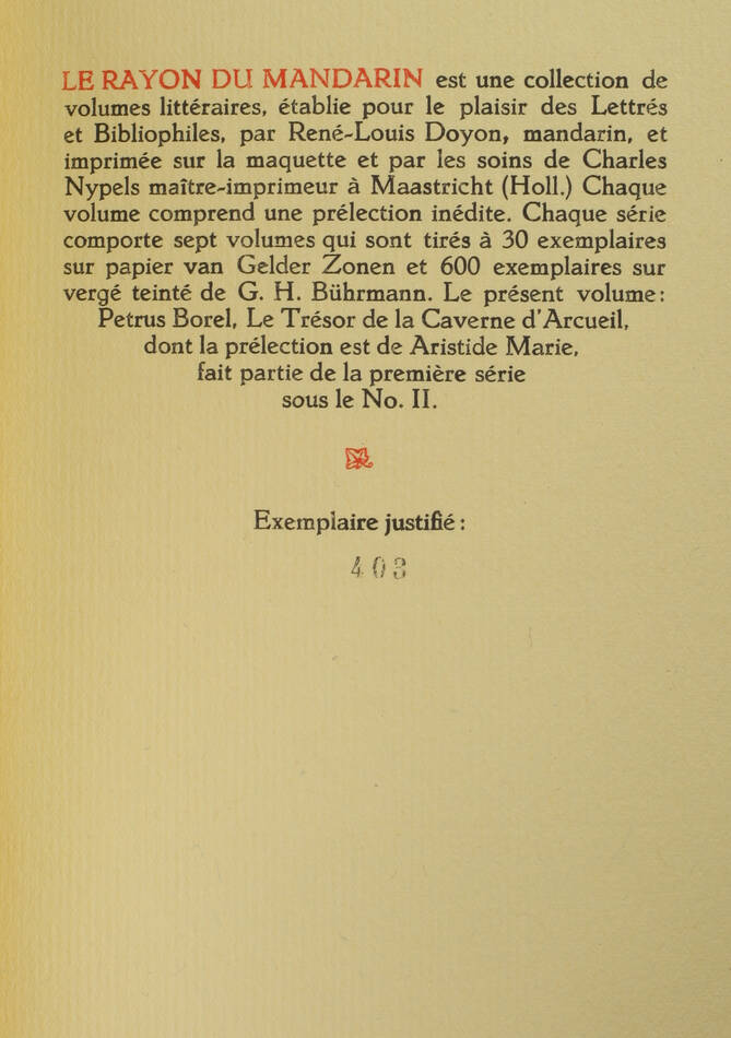 Petrus BOREL - Le trésor de la caverne d Arcueil - 1927 - sur vergé teinté - Photo 1, livre rare du XXe siècle