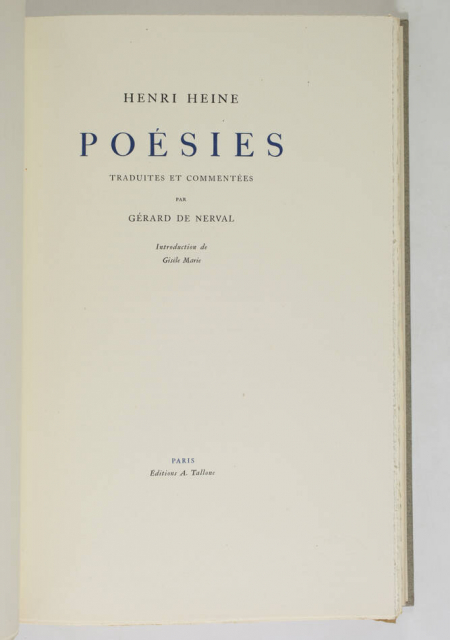 [Littérature Typographie] Henri HEINE - Poésies - Paris, Tallone 1946 - Photo 1, livre rare du XXe siècle