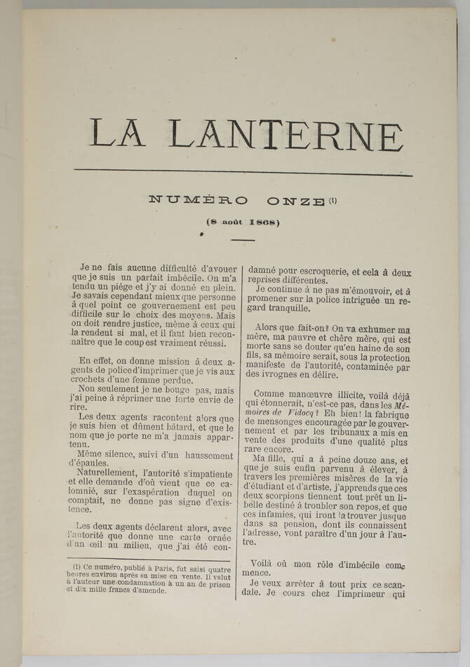 ROCHEFORT - La Lanterne numéros parus à l étranger ou interdits en France - 1870 - Photo 2, livre rare du XIXe siècle