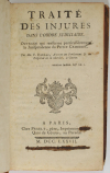 François DAREAU -Traité des injures dans l ordre judiciaire - 1777 - Photo 1, livre ancien du XVIIIe siècle