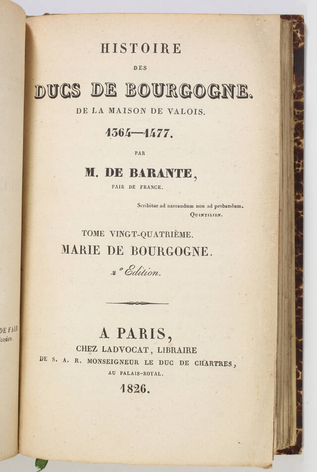 BARANTE - Histoire des ducs de Bourgogne de la maison de Valois - 1824 - 12 vol. - Photo 2, livre rare du XIXe siècle