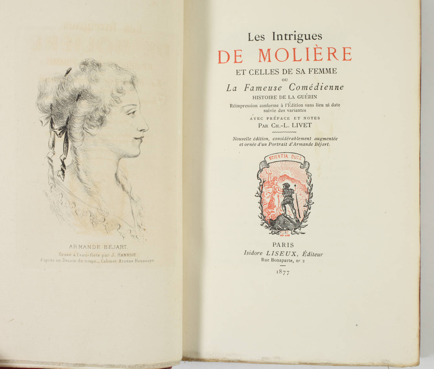 LIVET - Les intrigues de Molière et celles de sa femme - 1877 - Reliure signée - Photo 1, livre rare du XIXe siècle