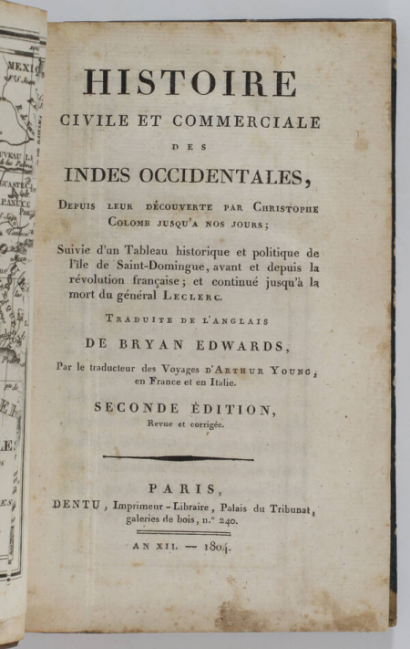 EDWARDS - Histoire des Indes occidentales - 1804 - Carte - Photo 2, livre ancien du XIXe siècle