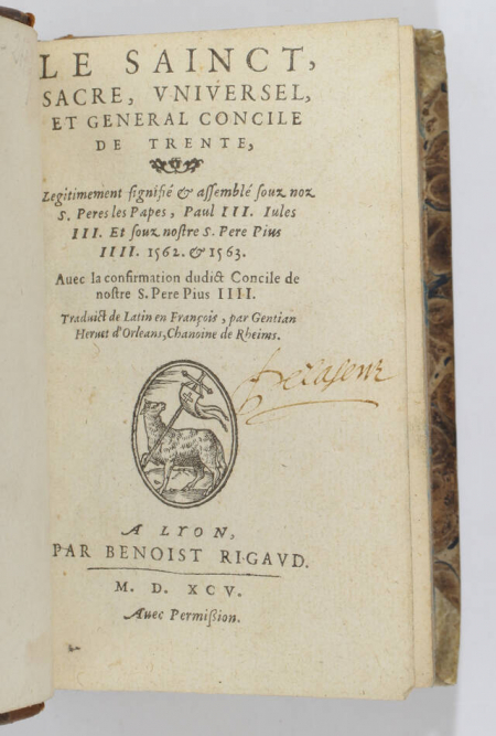 Gentian HERVET - Le sainct concile de Trente - Lyon, Benoist Rigaud, 1595 - Photo 0, livre ancien du XVIe siècle