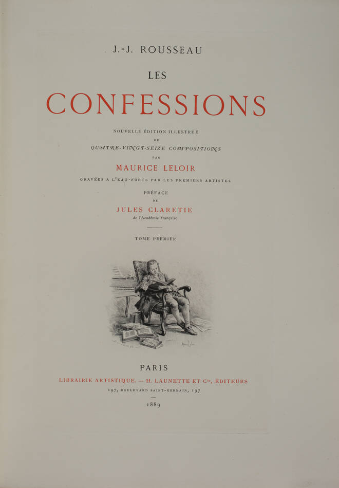 ROUSSEAU - Les confessions - 1889 - 2 volumes - maroquin bleu - eaux-fortes - Photo 3, livre rare du XIXe siècle