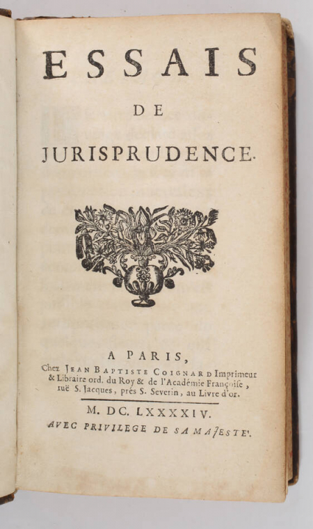Jacques de Tourreil - Essais de jurisprudence - 1694 - Photo 1, livre ancien du XVIIe siècle