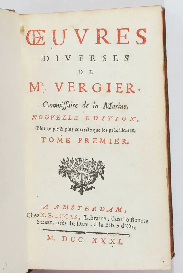 Oeuvres diverses de M. Vergier, commissaire de Marine - 1731 - 2 volumes - Photo 1, livre ancien du XVIIIe siècle