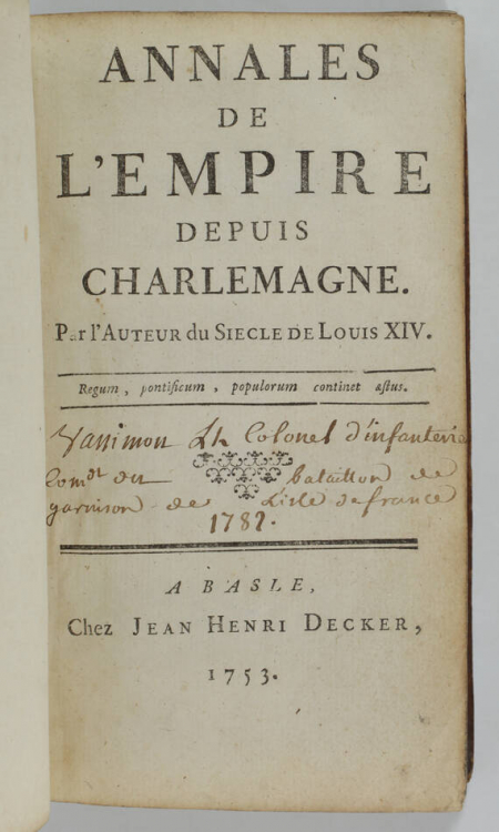 Voltaire - Annales de l'empire depuis Charlemagne - 1753 - 2 vol. - ex-libris ms - Photo 0, livre ancien du XVIIIe siècle