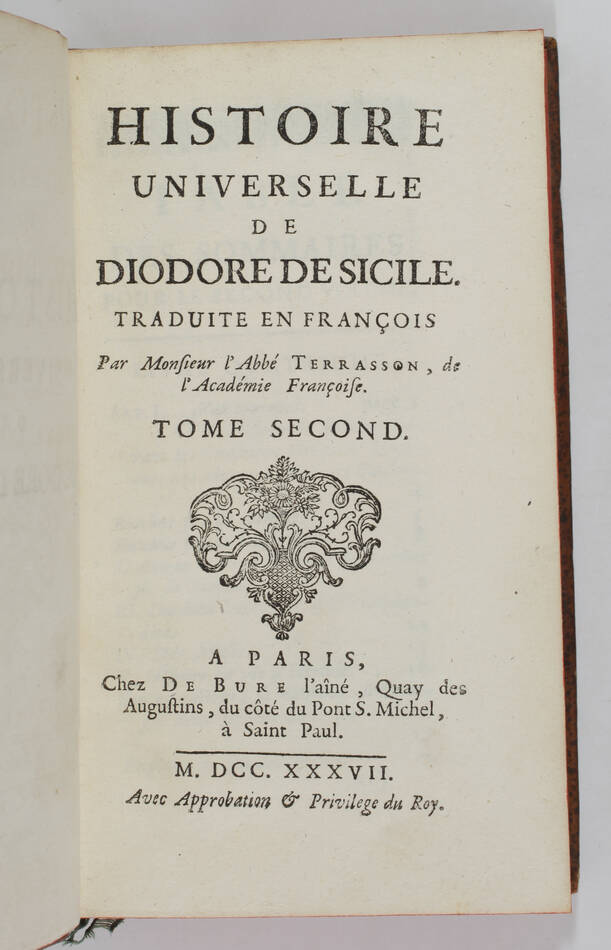 Histoire universelle de Diodore de Sicile, traduite en françois - 1737 - 2 v. - Photo 3, livre ancien du XVIIIe siècle